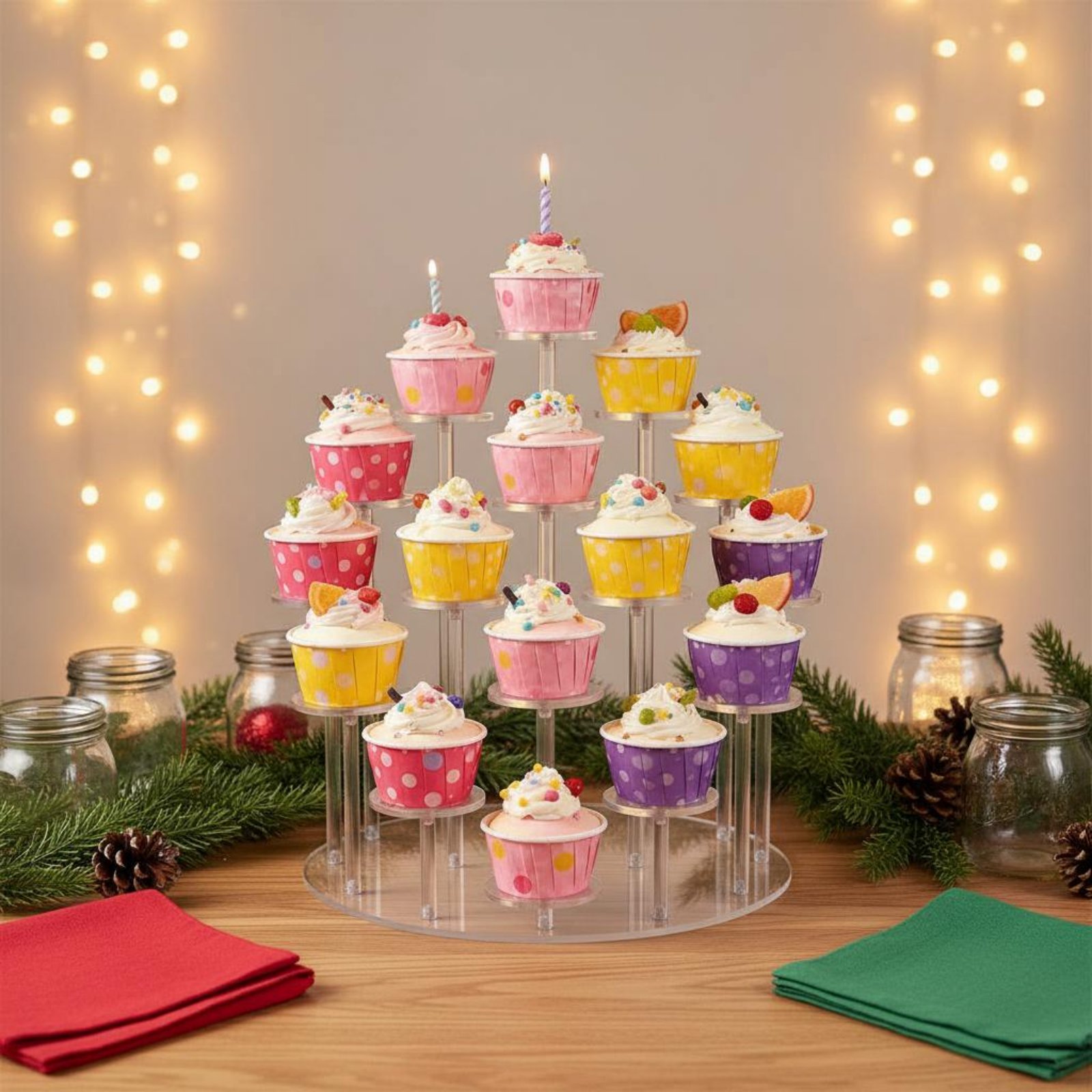 حامل كب كيك أكريليك شفاف دائري - مراجعة Cupcake Stand Tier وسعره