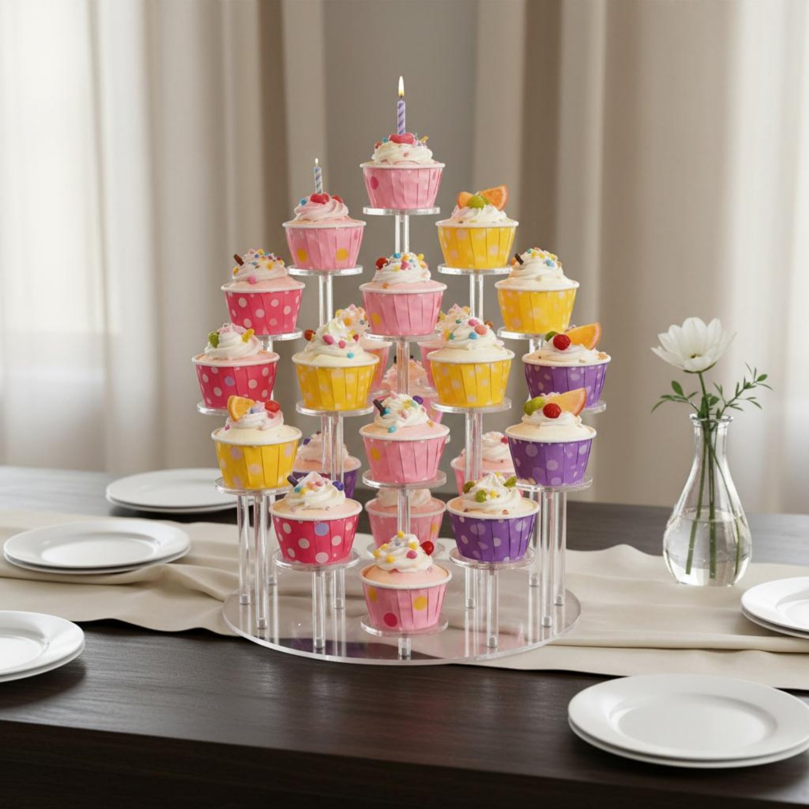 حامل كب كيك أكريليك شفاف دائري - مراجعة Cupcake Stand Tier وسعره