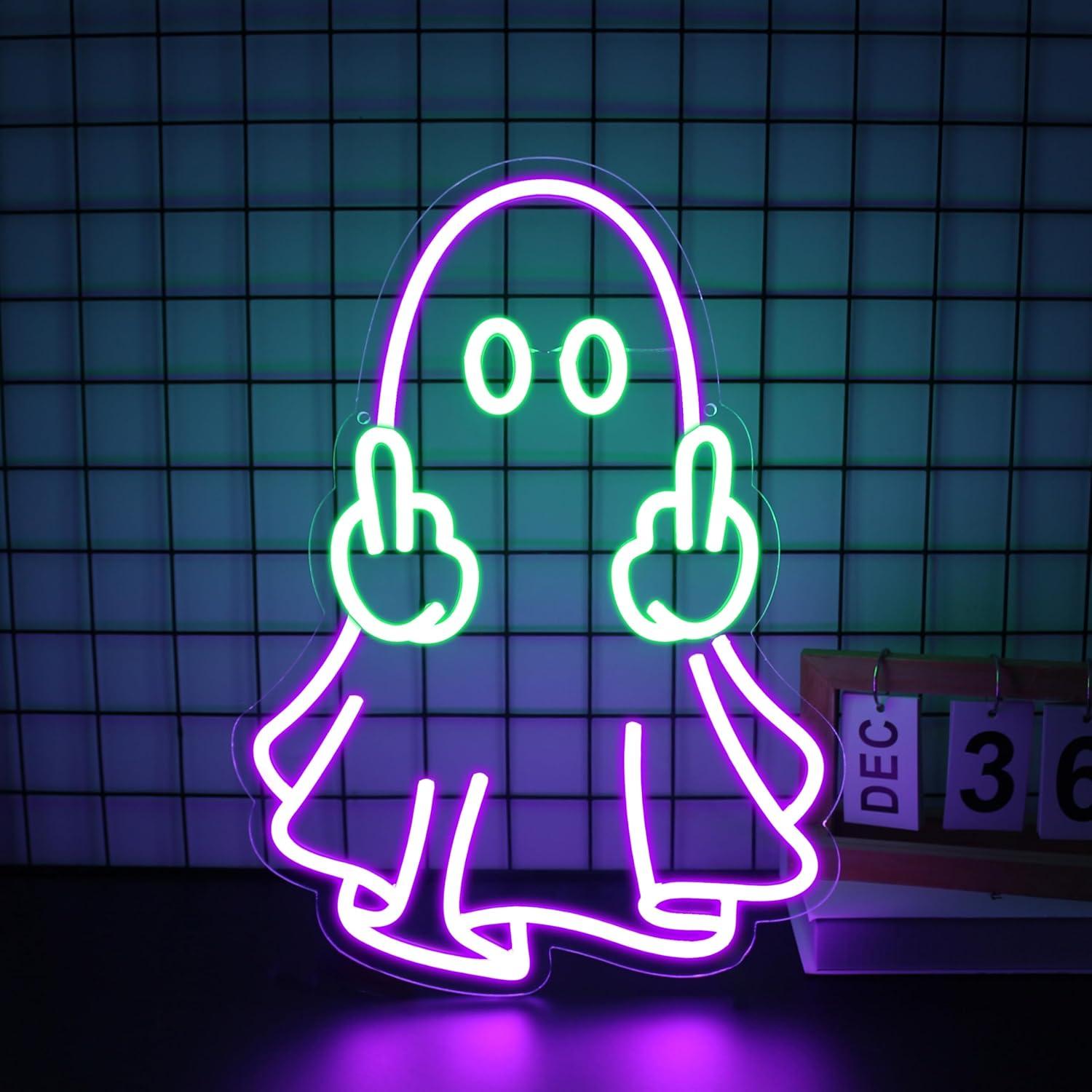 لافتة نيون على شكل شبح تعمل با - مراجعة Neon Sign Party وسعره